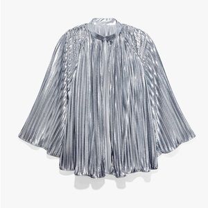 Savage x Fenty by Rihanna pleated silver lame jacket cape size XS / Small